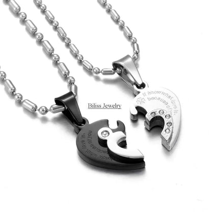 Two Hearts Stainless Steel Couples Necklace Set