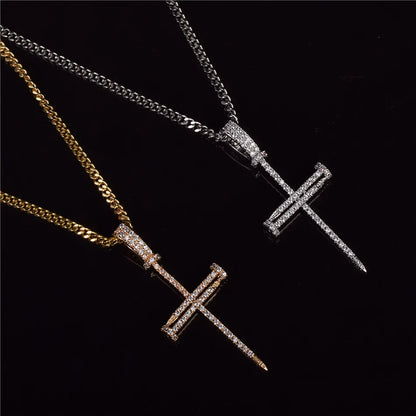Radiant Nail Cross Cubic Zirconia Necklace