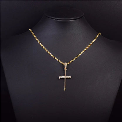 Radiant Nail Cross Cubic Zirconia Necklace