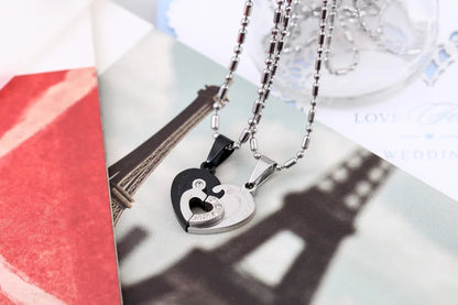 Two Hearts Stainless Steel Couples Necklace Set
