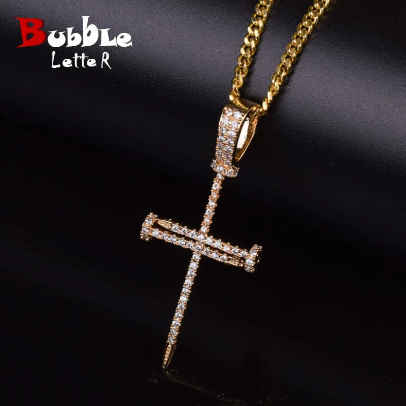 Radiant Nail Cross Cubic Zirconia Necklace