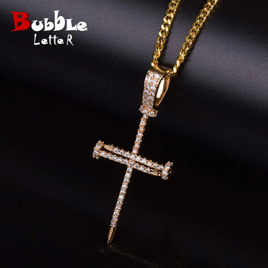 Radiant Nail Cross Cubic Zirconia Necklace