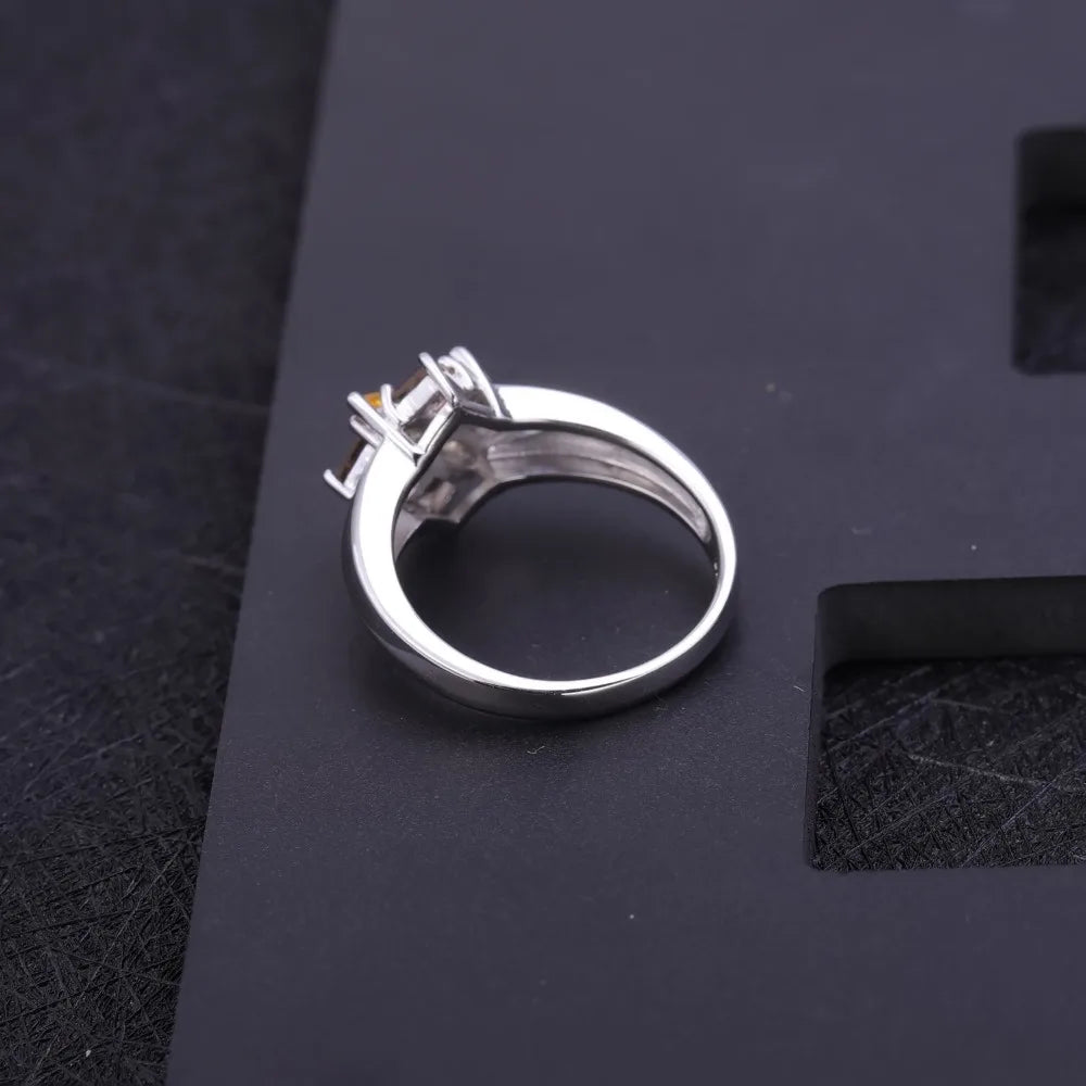 Gem's Ballet Multicolor Natural Smoky Quartz Citrine Cocktail Ring 925 Sterling Silver Flower Rings For Women Fine Jewelry