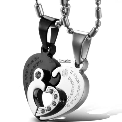 Two Hearts Stainless Steel Couples Necklace Set