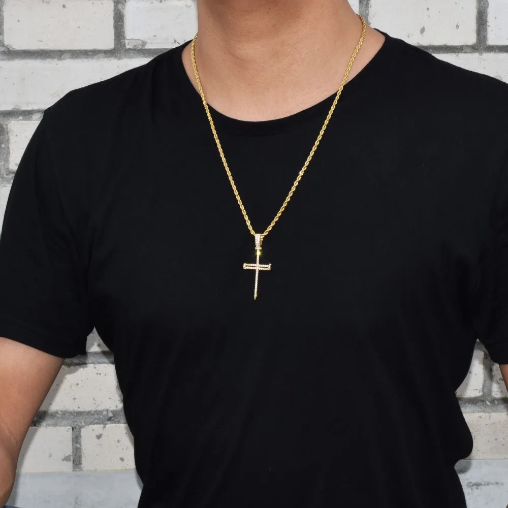 Radiant Nail Cross Cubic Zirconia Necklace