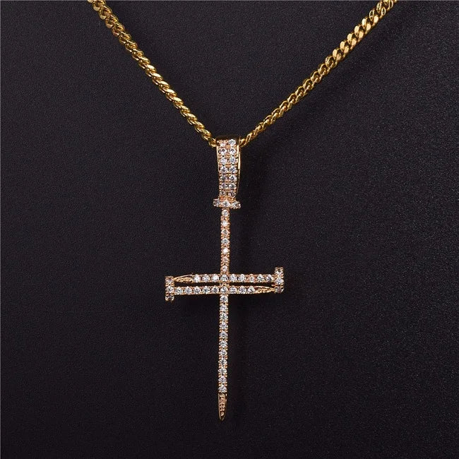 Radiant Nail Cross Cubic Zirconia Necklace