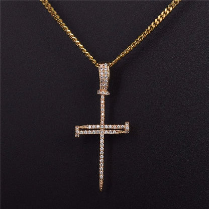Radiant Nail Cross Cubic Zirconia Necklace
