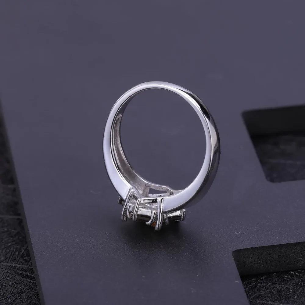 Gem's Ballet Multicolor Natural Smoky Quartz Citrine Cocktail Ring 925 Sterling Silver Flower Rings For Women Fine Jewelry