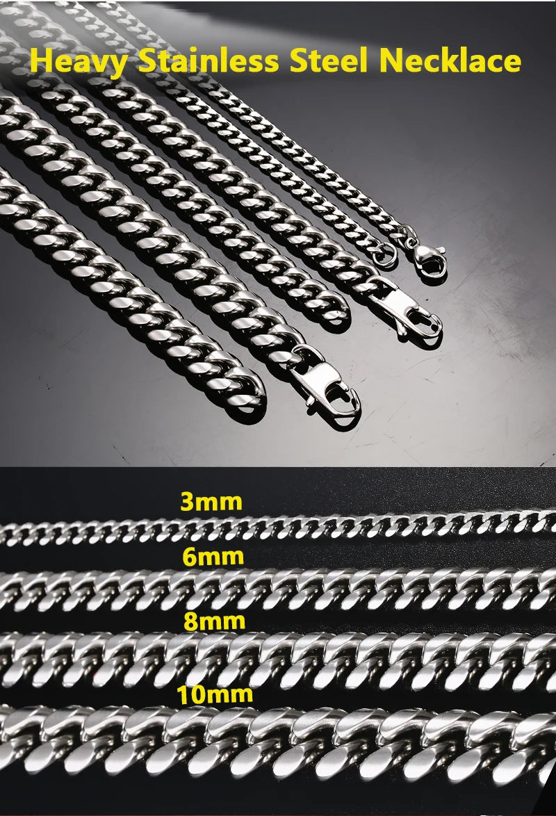 Classic Edge Stainless Steel Cuban Link Chain