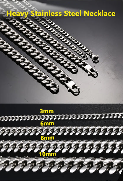 Classic Edge Stainless Steel Cuban Link Chain