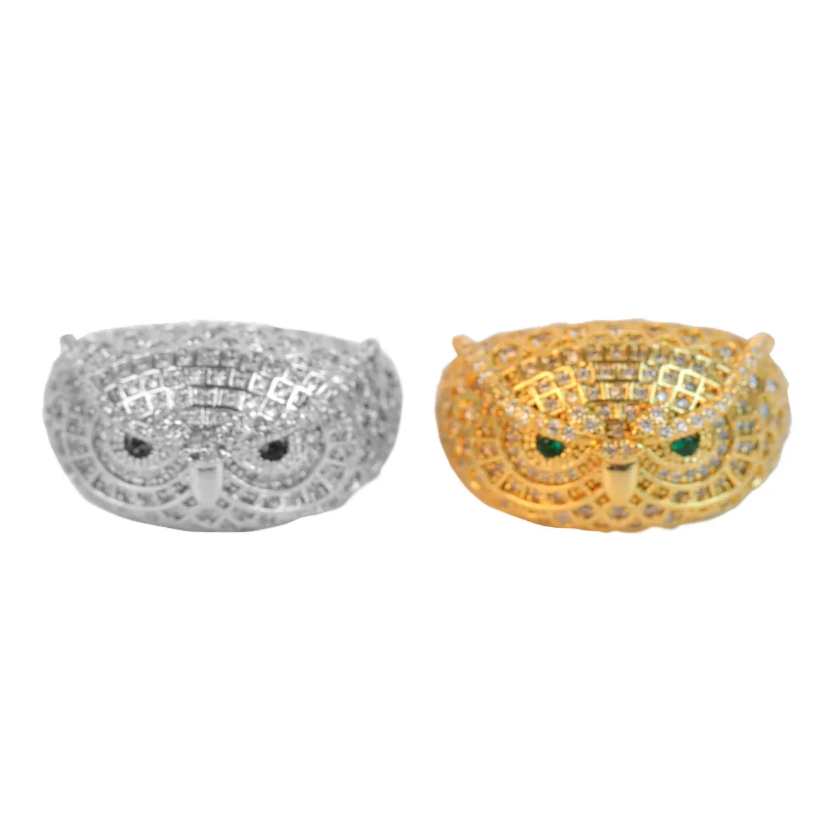 Bubble Letter Owl Iced Out Ring Men Real Gold Plated Brass Cubic Zircon Hip Hop Jewelry