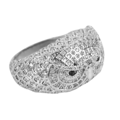Bubble Letter Owl Iced Out Ring Men Real Gold Plated Brass Cubic Zircon Hip Hop Jewelry