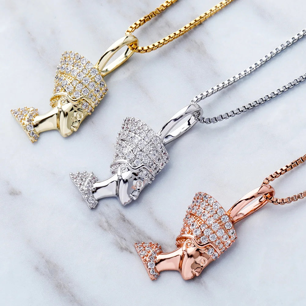 Royal Pharaoh Sterling Silver Zircon Pendant Necklace