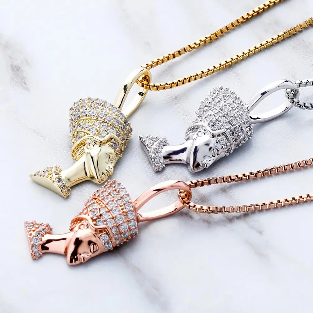 Royal Pharaoh Sterling Silver Zircon Pendant Necklace