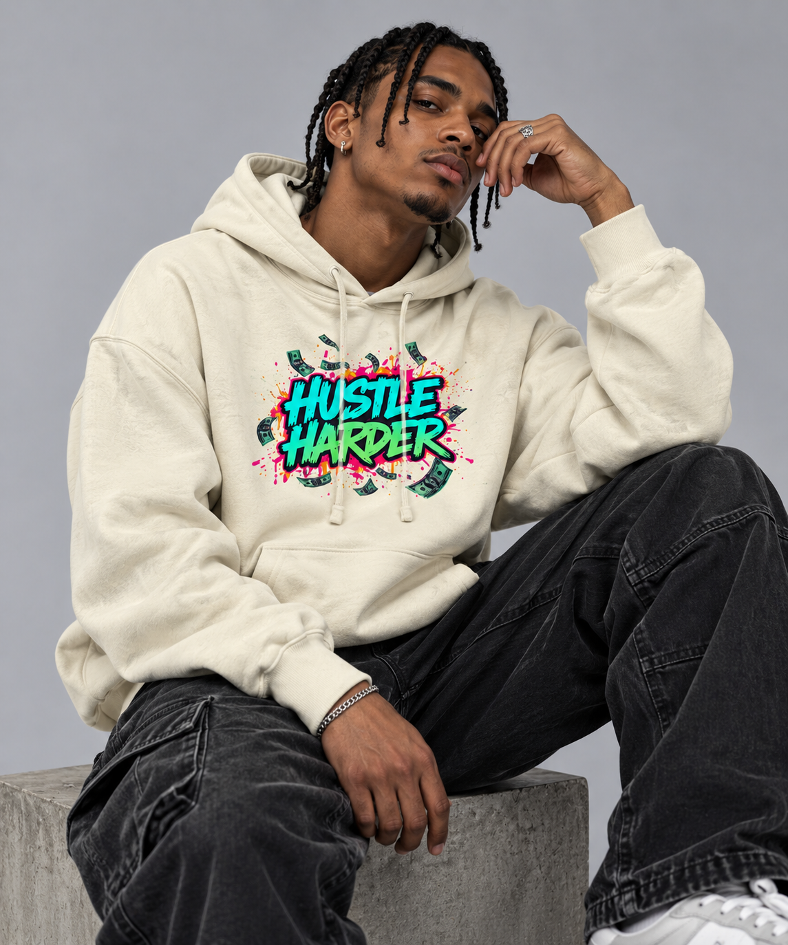 Success Is a Habit Two Sided Graphic Drop Shoulder Hoodie