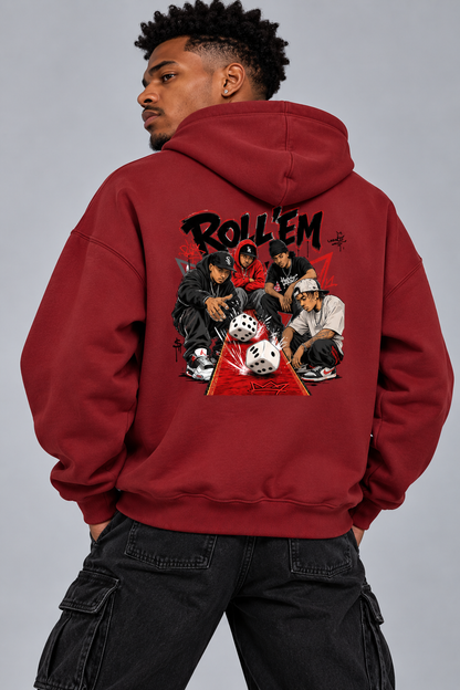 Dice Game Two-Sided Graphic Drop Shoulder Hoodie