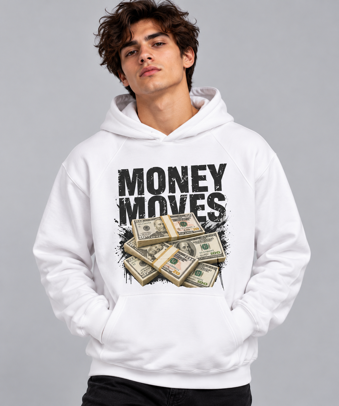 Money Moves Cash Stack Oversized Fleece Hoodie