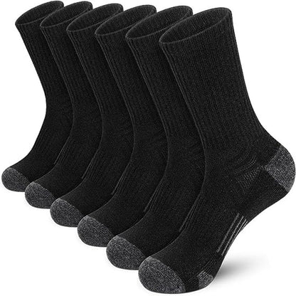 Men's Cushioned Athletic Crew Socks — 6-Pack, Sizes 6–13