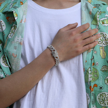 Iced-Out Cuban-Link Chain & Bracelet Set