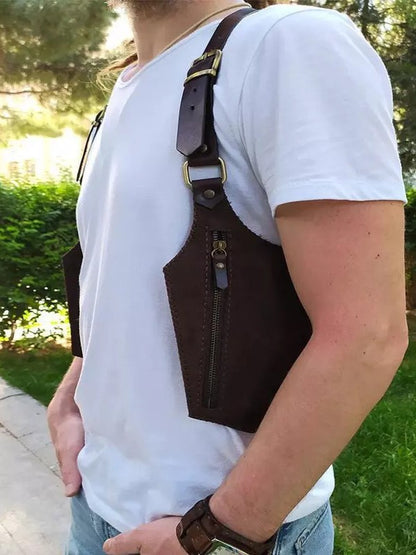 Men's Minimalist Leather Crossbody Sling Bag