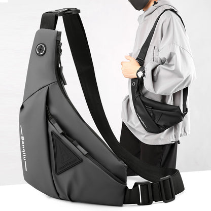 Men's Black Streetwear Crossbody Chest Bag