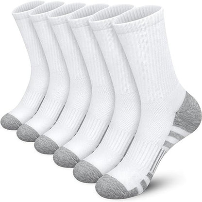 Men's Cushioned Athletic Crew Socks — 6-Pack, Sizes 6–13