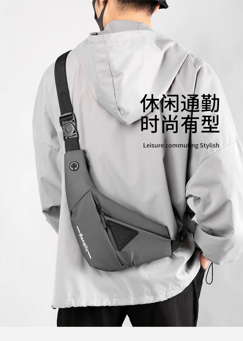 Men's Black Streetwear Crossbody Chest Bag