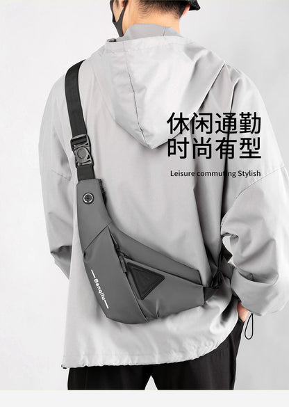 Men's Black Streetwear Crossbody Chest Bag