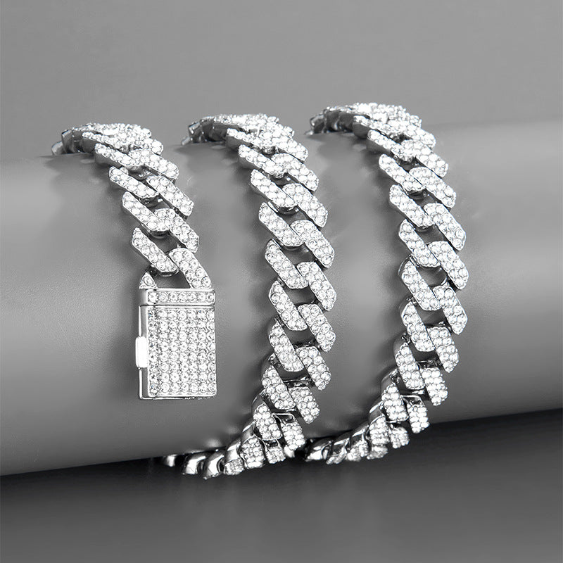 12mm Iced-Out Cuban-Link Chain & Bracelet Collection