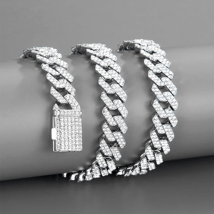 12mm Iced-Out Cuban-Link Chain & Bracelet Collection