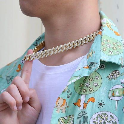 Iced-Out Cuban-Link Chain & Bracelet Set