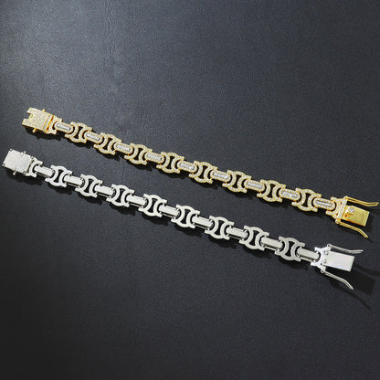 Geometric Iced-Out Cuban Chain & Bracelet Set