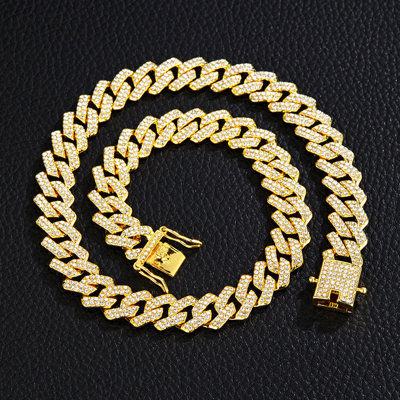 Iced-Out Cuban-Link Chain & Bracelet Set