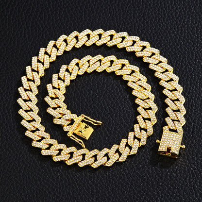 Iced-Out Cuban-Link Chain & Bracelet Set