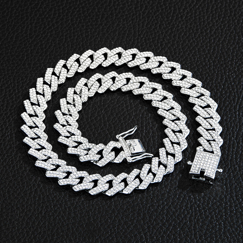 Iced-Out Cuban-Link Chain & Bracelet Set