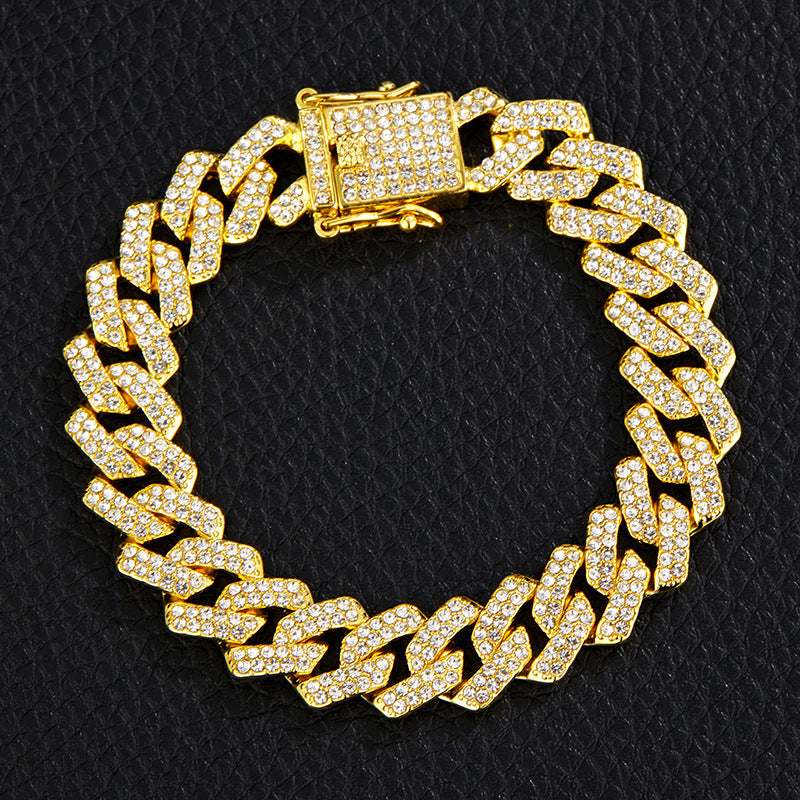 Iced-Out Cuban-Link Chain & Bracelet Set