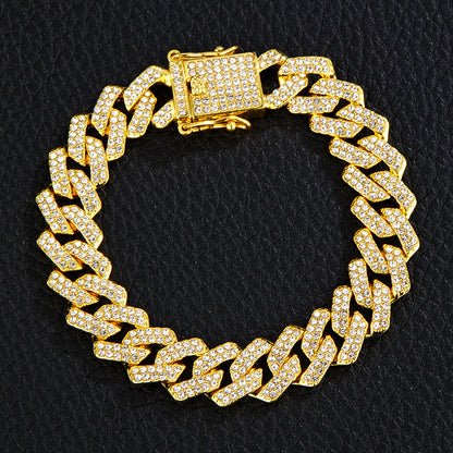 Iced-Out Cuban-Link Chain & Bracelet Set