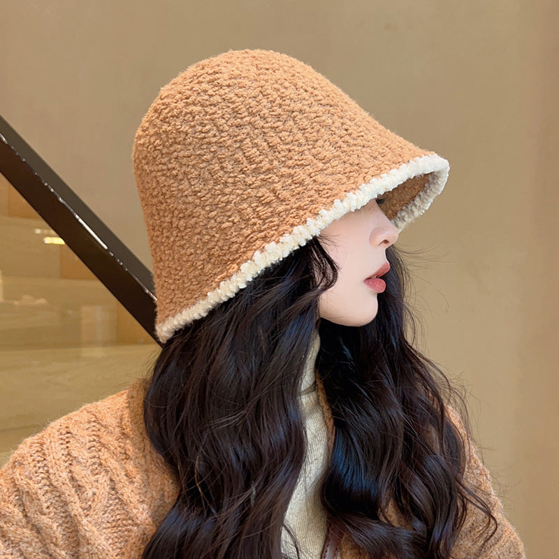 Women's French-Style Plush Knit Bucket Hat