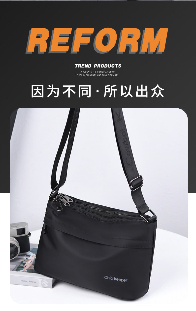 Men's Multi-Layer Crossbody Bag — Water-Repellent Shoulder Bag