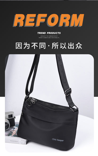 Men's Multi-Layer Crossbody Bag — Water-Repellent Shoulder Bag
