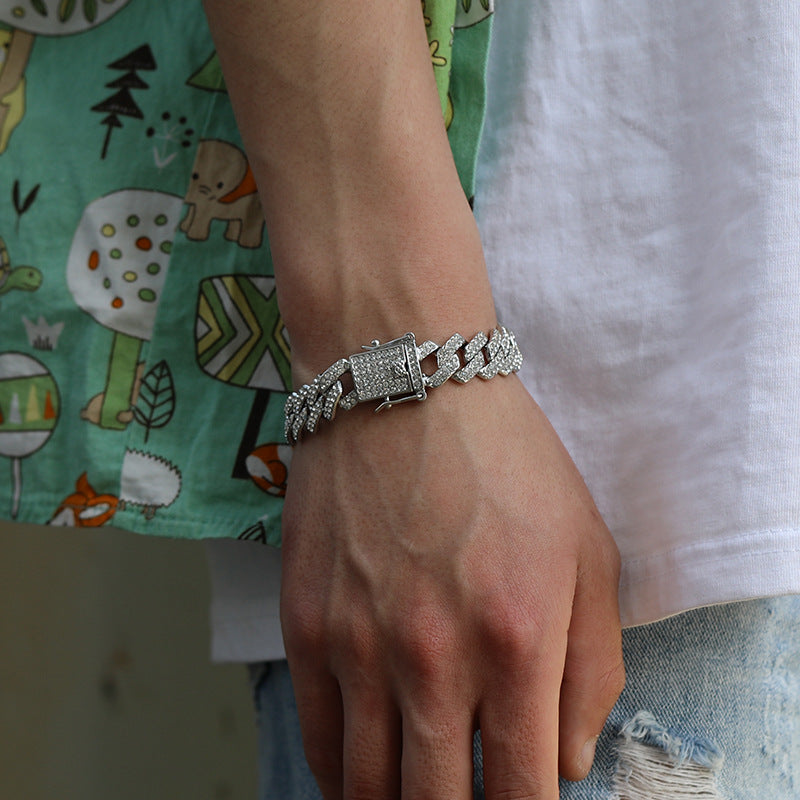 Iced-Out Cuban-Link Chain & Bracelet Set