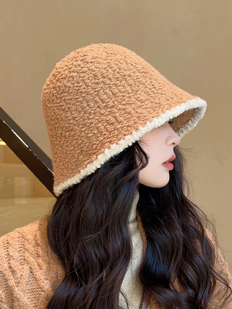 Women's French-Style Plush Knit Bucket Hat