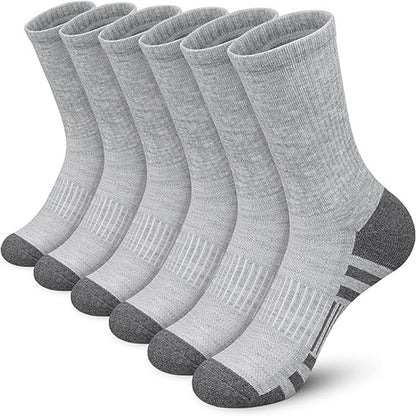 Men's Cushioned Athletic Crew Socks — 6-Pack, Sizes 6–13