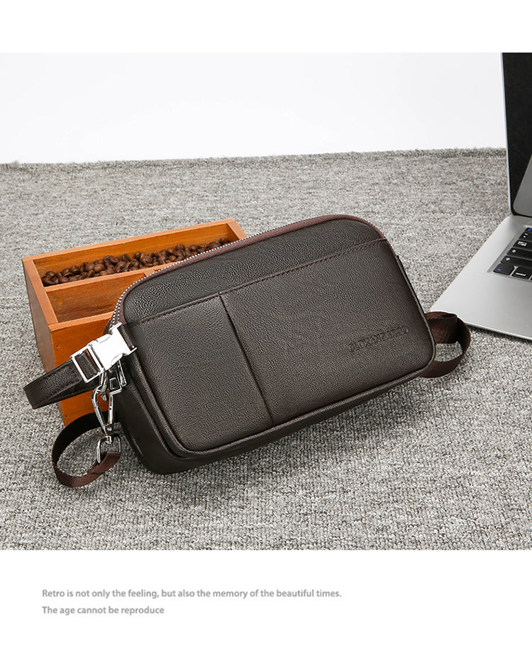 Men's Genuine Leather Texture Crossbody Bag — Large Capacity Shoulder Bag