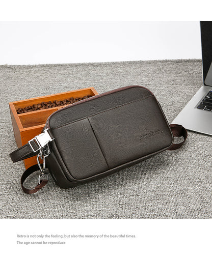 Men's Genuine Leather Texture Crossbody Bag — Large Capacity Shoulder Bag