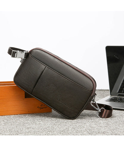 Men's Genuine Leather Texture Crossbody Bag — Large Capacity Shoulder Bag