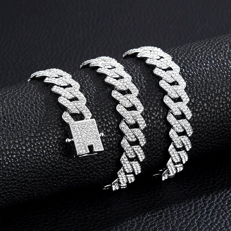 Iced-Out Cuban-Link Chain & Bracelet Set