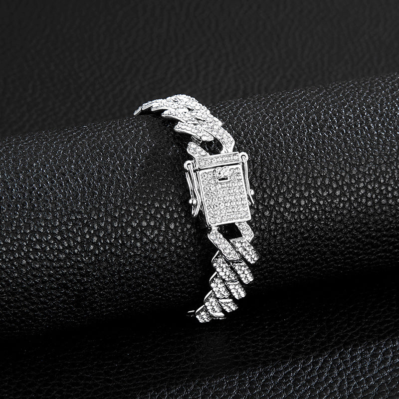 Iced-Out Cuban-Link Chain & Bracelet Set