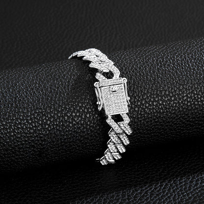 Iced-Out Cuban-Link Chain & Bracelet Set