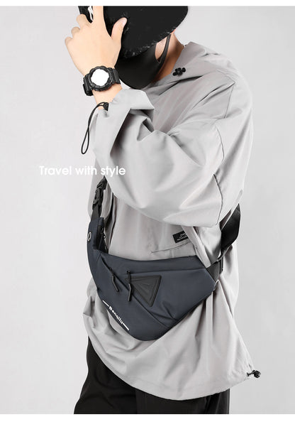 Men's Black Streetwear Crossbody Chest Bag
